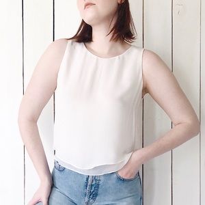 Alice + Olivia Fanny Silk Double Layer Tank White